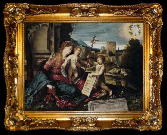 framed  Alessandro Bonvicino Madonna with Child and the Young St John, ta009-2